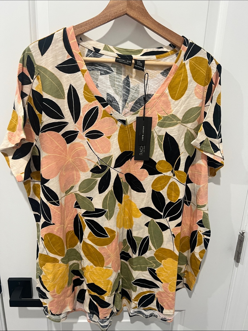 Rachel Zoe Women's Floral V-Neck Tee - Peach Multi